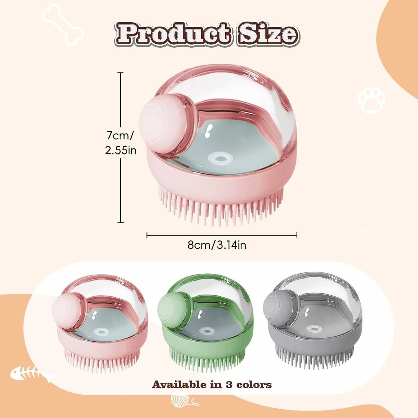 Dog Bath Scrubber Brush, 2Pcs Pet Dog Grooming Massage Shampoo Bath Brush with Soap and Shampoo Dispenser Soft Silicone Bristle for Long Short Haired Dogs Cats Shower-Pink