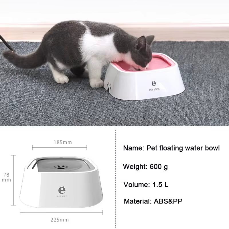 Floating Non-Spill Dog and Cat Water Bowl Dispenser - Anti-Overturn Plastic Design