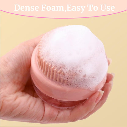 Dog Bath Scrubber Brush, 2Pcs Pet Dog Grooming Massage Shampoo Bath Brush with Soap and Shampoo Dispenser Soft Silicone Bristle for Long Short Haired Dogs Cats Shower-Pink
